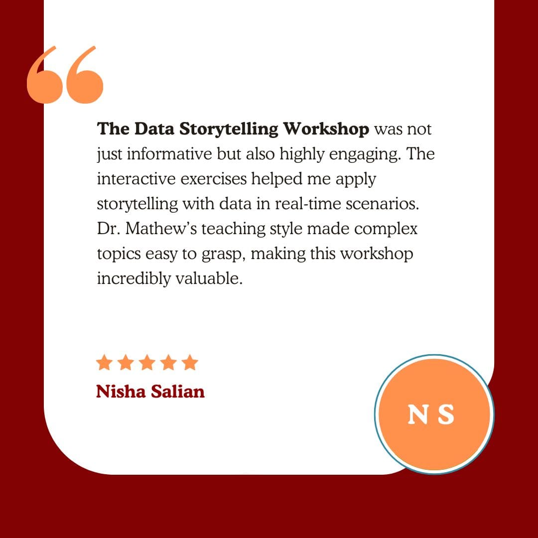Data Storytelling Workshop - Dr Mathew Thomas